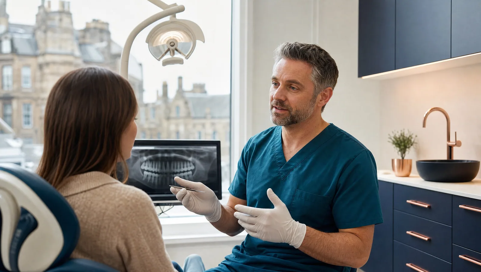 routine dental check-ups support visual for an Edinburgh dental practice page.