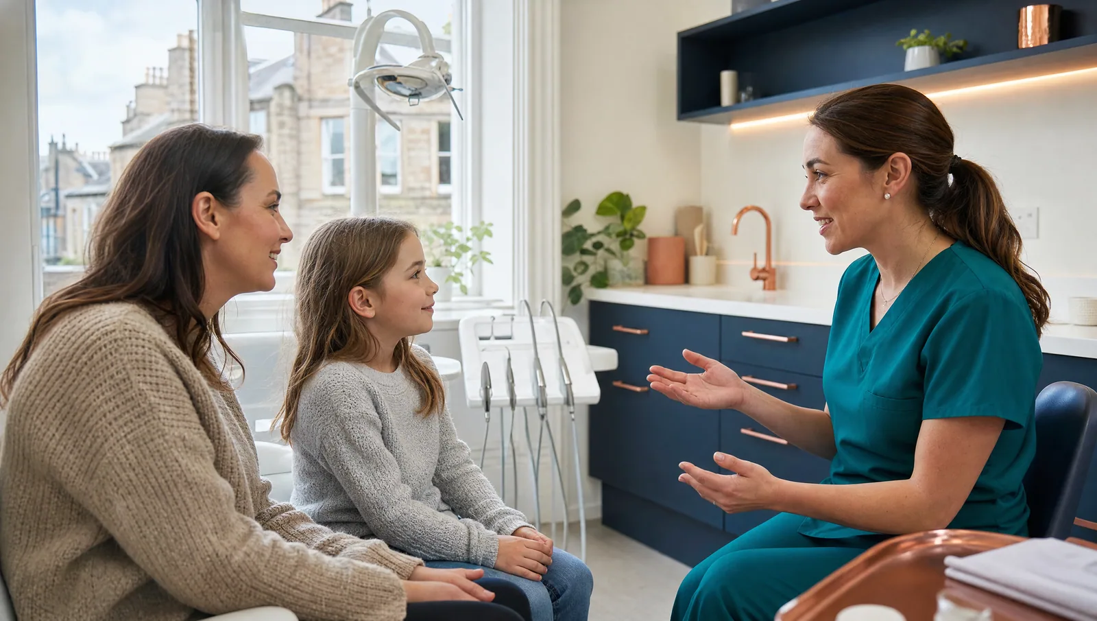 family dental enquiries support visual for an Edinburgh dental practice page.